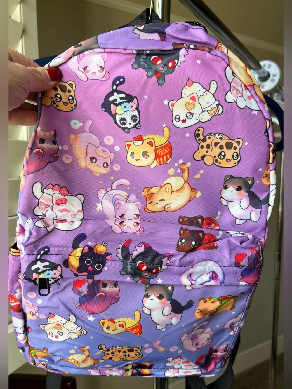 Purple NEW Cute Cats Print Backpack - Unbranded